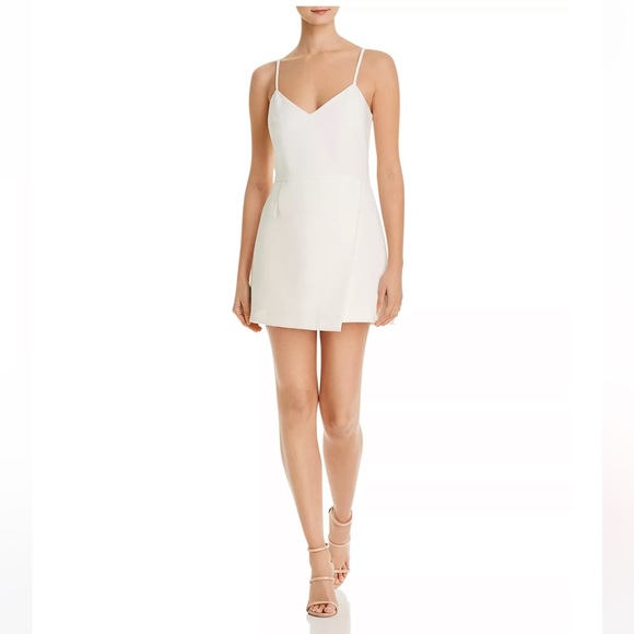 FRENCH CONNECTION Whisper Sleeveless Asymmetric Hem Mini Dress in Summer White - Picture 4 of 4